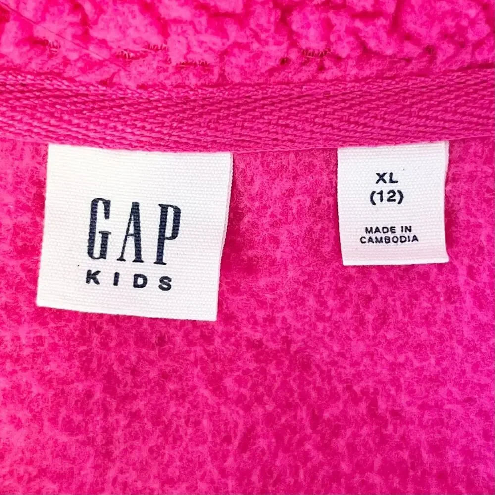 GAP KIDS Fuchsia Sherpa Quarter Zip Fleece XL 12 | Cozy Winter Pullover